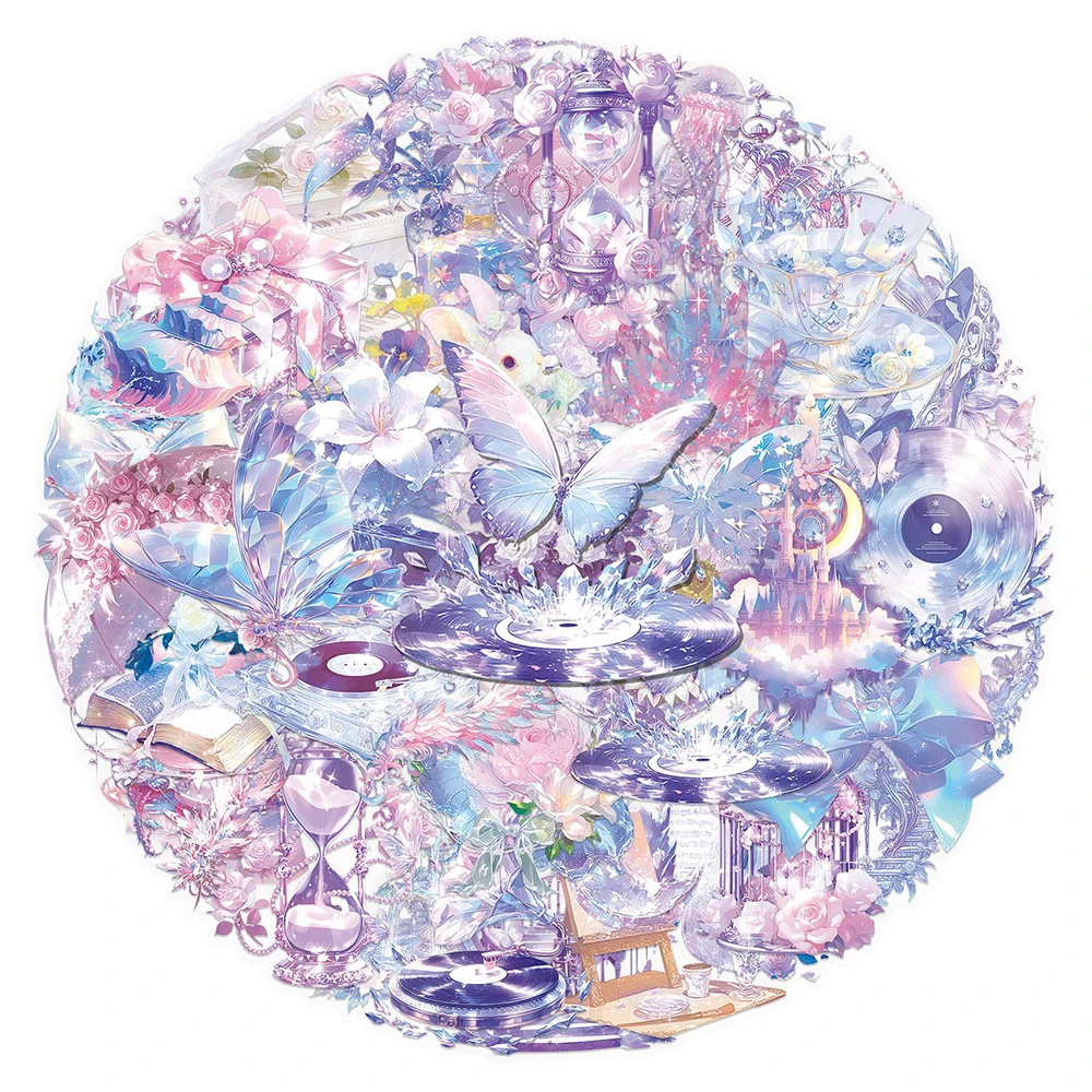 

10/30/50pcs Transparent INS Style Dreamy Crystal Aesthetic Stickers Cute Decal DIY Notebook Skateboar Phone Kid Girl Sticker Toy