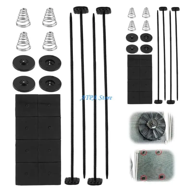 U13C 2/3/4 Set Plastic Automotive Radiator Fan Mount Zip Ties Clips Easy Installation