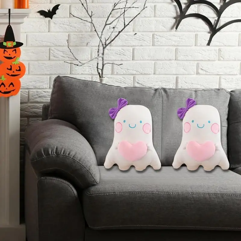 Ghost Pillow Cute Star Heart Ghost Throw Pillow 13in Soft Halloween Ghost Stuffed Animal Toy Room Decor for Bedroom Living Room