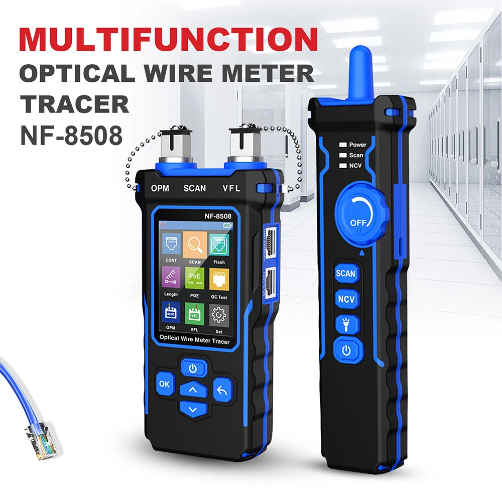 

NOYAFA NF-8508 LAN Optical Power Meter Belt LCD Display Measure Length Wiremap Cable Tracker and Network Cable Tester