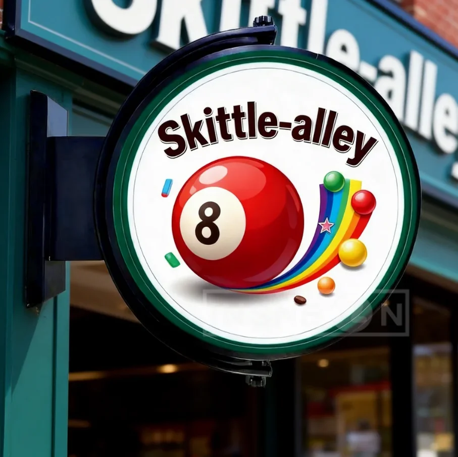 

Настенный вращающийся рекламный световой короб Skittle-alley с индивидуальной формой, высокой яркостью, прочный и экологичный дизайн