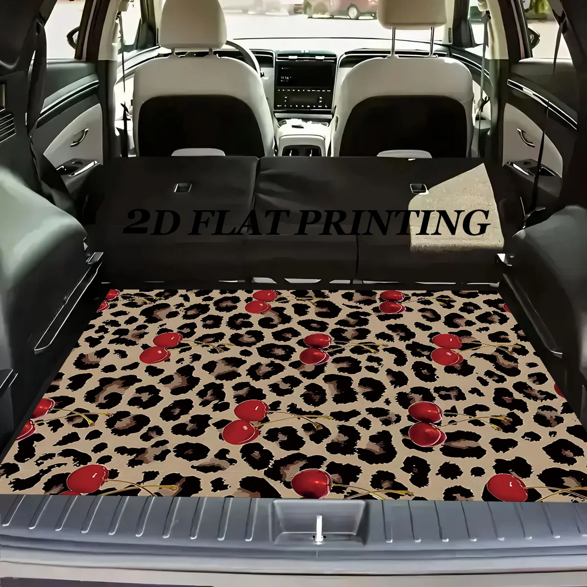 1pc, Non-Slip Fashion Car Trunk Mat, Brown Leopard Print With Lychee Accent Design - Durable Material, Keeps Trunk Dry And Tidy,
