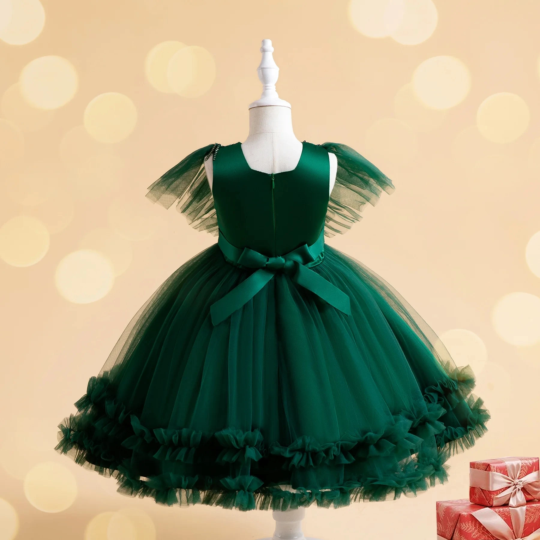 2024 neue Pailletten Weihnachten Baby Mädchen Kleid Infant1. Geburtstags feier Hochzeit Abschluss ball Kinder Kleider für Mädchen Spitze Blume Prinzessin Kleid