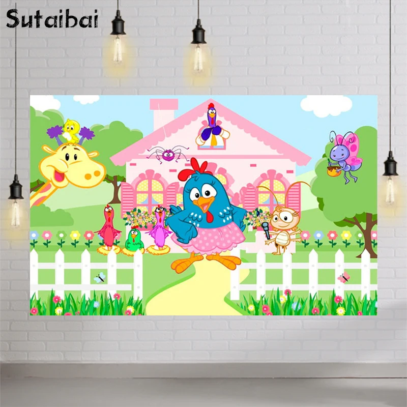 Cartoon Farm Animals Chicken Backdrop Photography Kids Birthday Party Galinha Pintadinha Background Studio Photocall Boda Vinyl