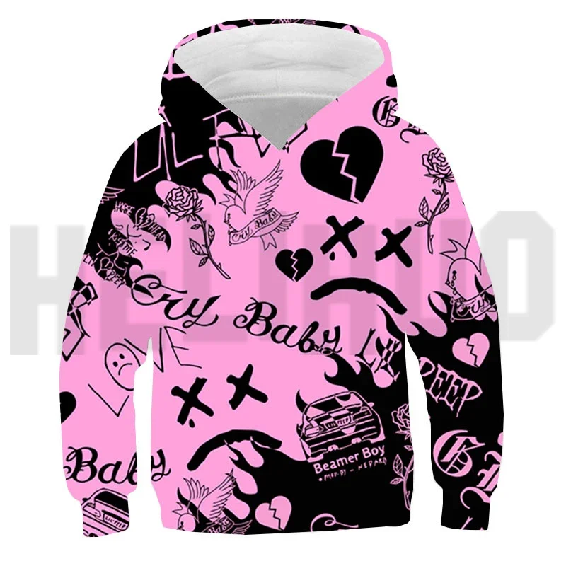 Lil Peep 3D Anime Hoodie Merch Oversized Sweatshirt Lounge Wear Teens Cosplay Costume Children Rapper Lil Peep Printed Pullovers