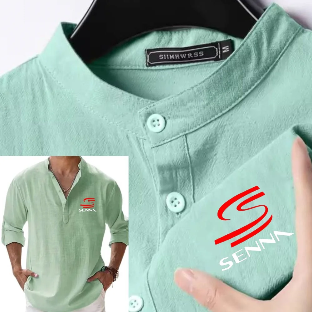 camisas-masculinas-ayrton-senna-drive-to-perfeicao-henley-camisa-respiravel-leve-algodao-linho-manga-comprida-camisetas-na-moda