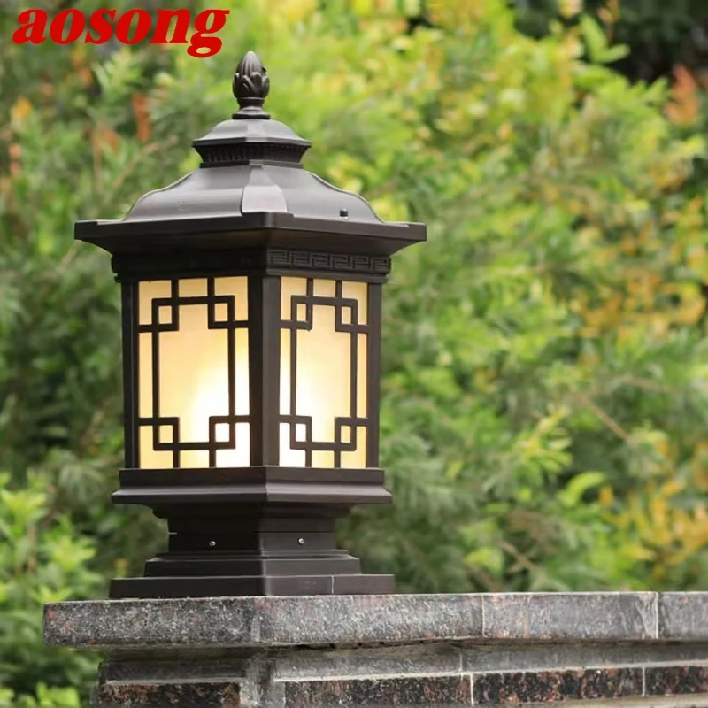 

AOSONG Outdoor Classical Post Lamp Simple Electricity LED Pillar Light Waterproof for Villa Courtyard Retro Garden Landscape