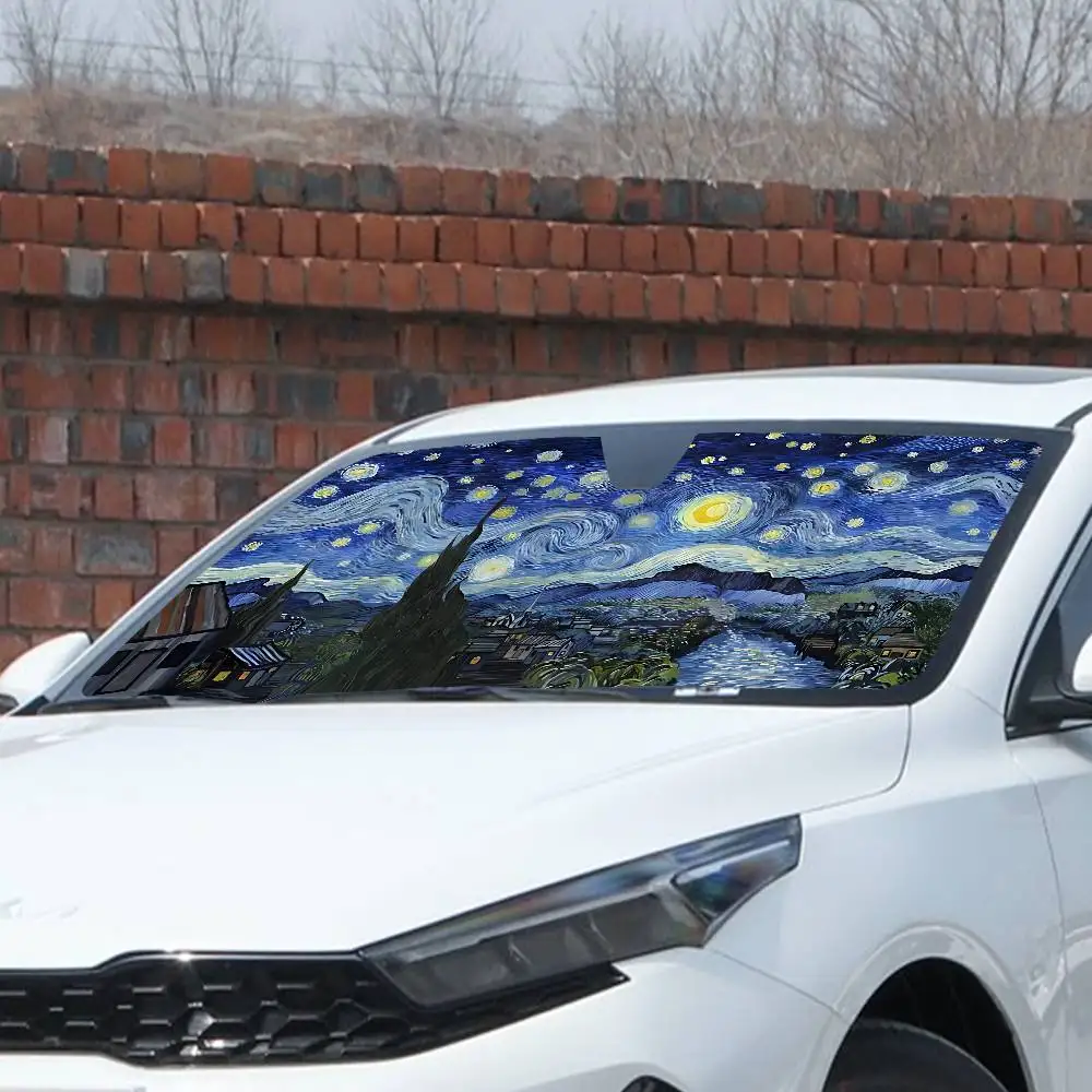 Starry Night V-Van G-Gogh Car SunShade Windscreen Cover Windshield Car Window Sun Shade Auto Visor Car Accessories view 5