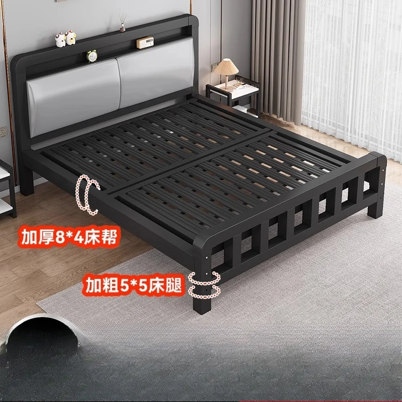 %*l forWrought iron bed double bed household 1.8 meters modern simple soft clad iron frame 1.5 view 2