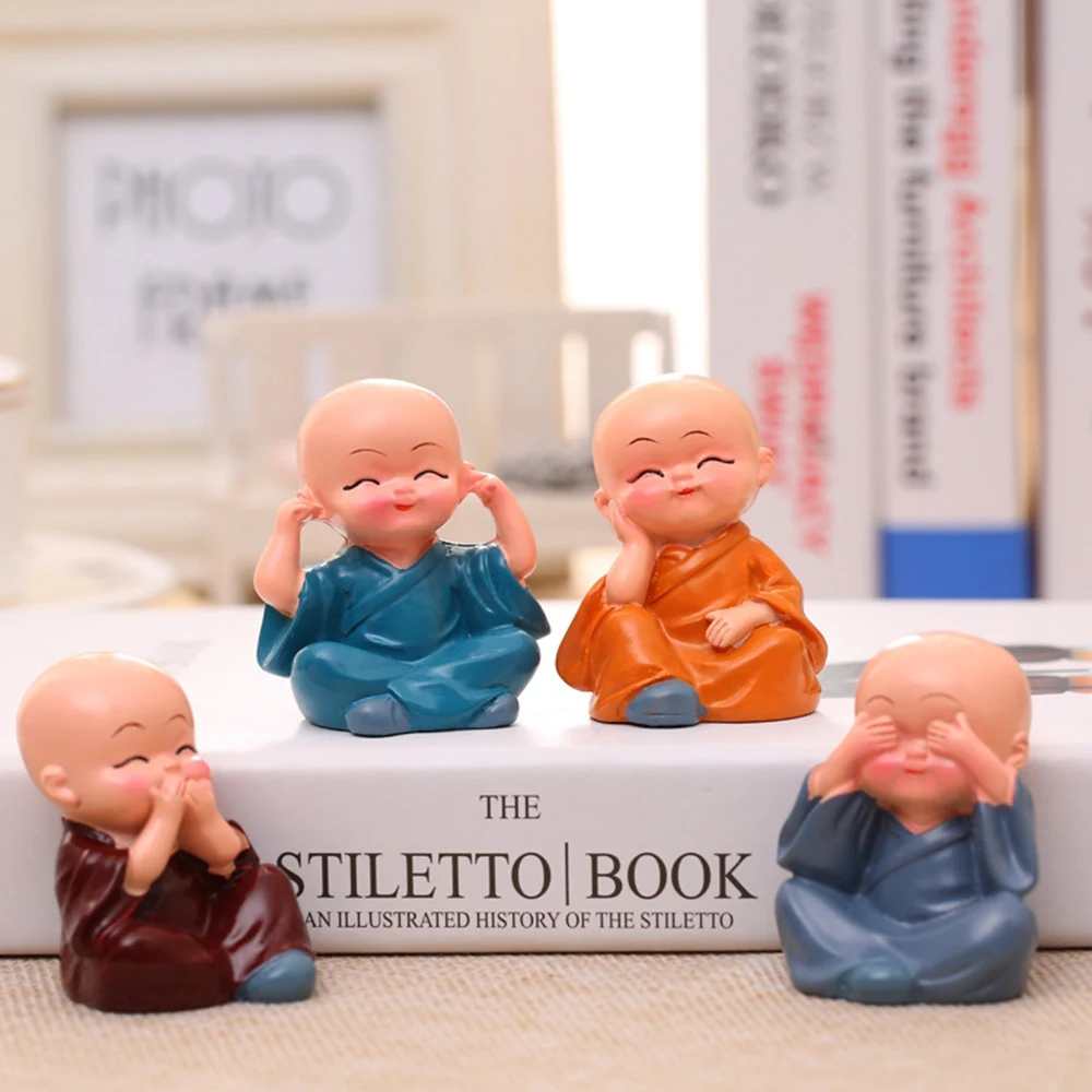 Little Monk Shaolin Kung Fu Monk Resin Doll Small Four Bu Little Monk Little Shami Cartoon Room Bookshelf Home Office Bedroom