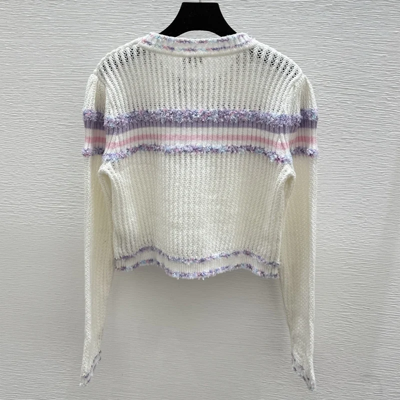 بلوفر نسائي محبوك ومطرز عالي الجودة من قماش الجاكار مزين بالألوان سترة قصيرة الطراز 251028135