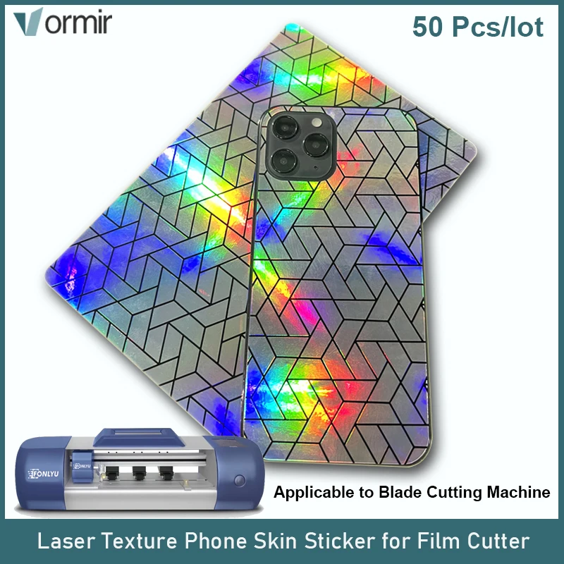 

50 PCs Laser Texture Embossed Phone Skin Sticker for iPhone Housing Cover Protectors Hydrogel Film for Cutting Machine SS 890C