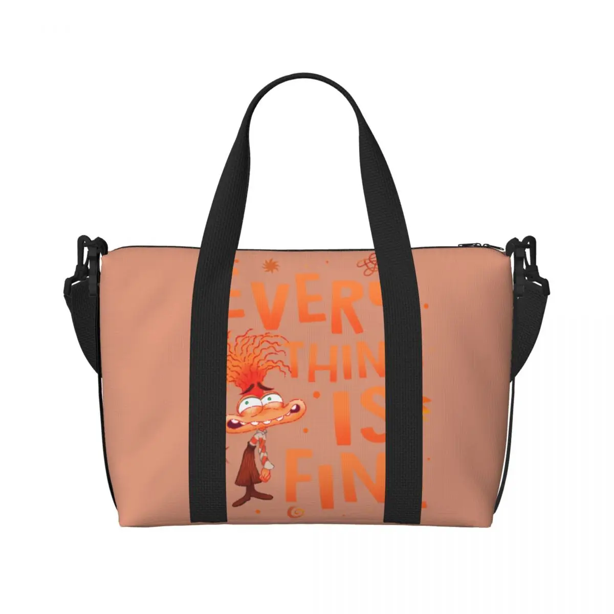 Custom Inside Out Anxiety This Is Fine Tote Bag for Women Big Capacity Beach Gym Travel Bags