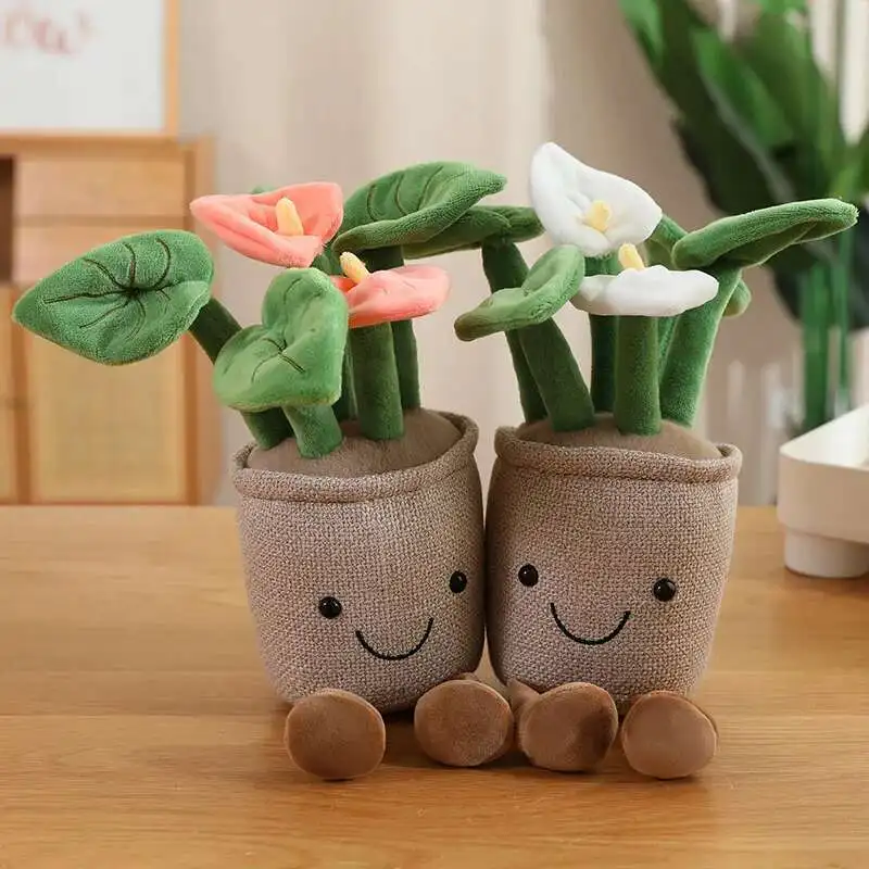 Schattige Simulatie Pluche Plant Bloem Ingemaakte Pop Zonnebloem Rode Palm Knuffel Kleine Pop Desktop Home Decor Gift Hanger