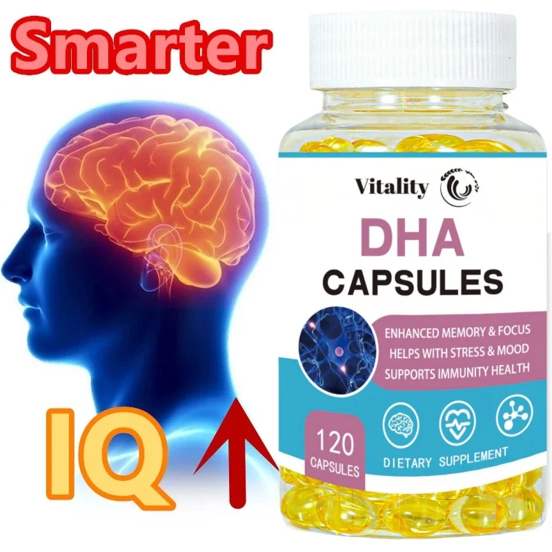 Vitality High IQ Brain Booster Supplement DHA Vitamin Capsules Improve Memory Mental Focus Nerve Energy and IQ Spirit