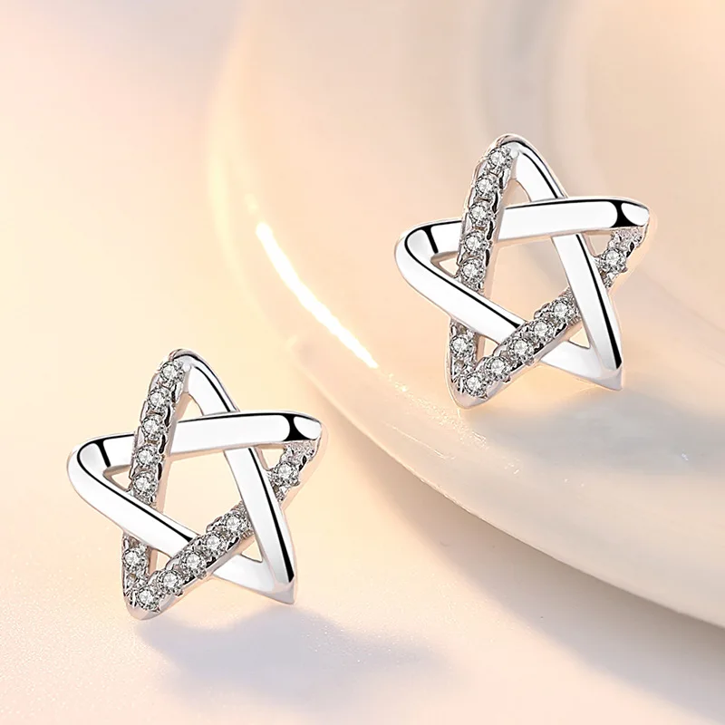 

Charming 925 Sterling Silver Luxury Star Zirconia Earrings for Women, Fashion Accessories, Wedding Party Jewelry