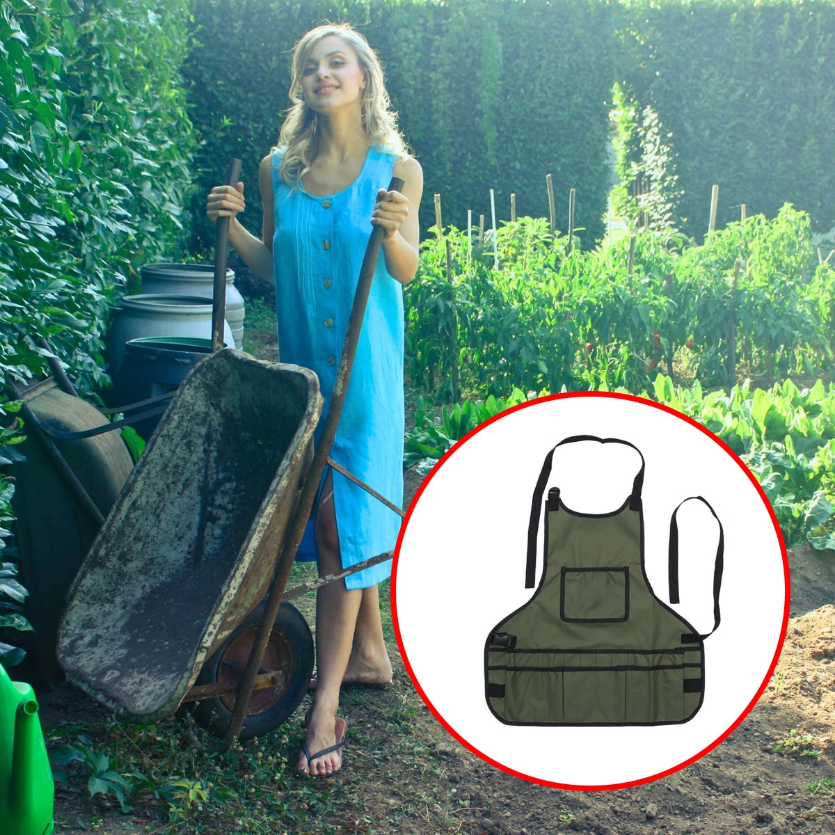 

Workwear Apron Heavy Duty Multi Pockets Storage Waterproof Back Sleeveless Tool Kit For Gardener Artist Worker Unisex (Black)