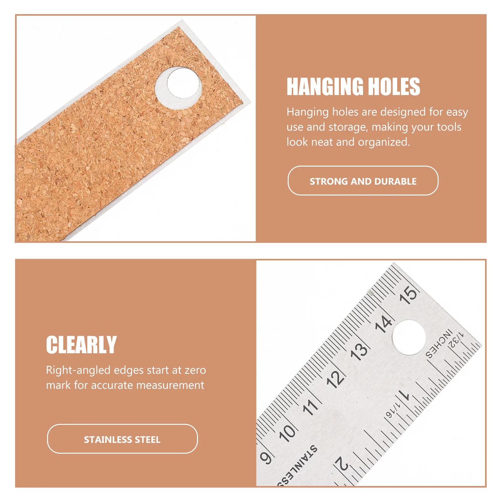 

2pcs Softwood Ruler Stainless Steel Straight Edge Measuring Tool For Drawing Engineering Carpentry Drafting Scale Ruler