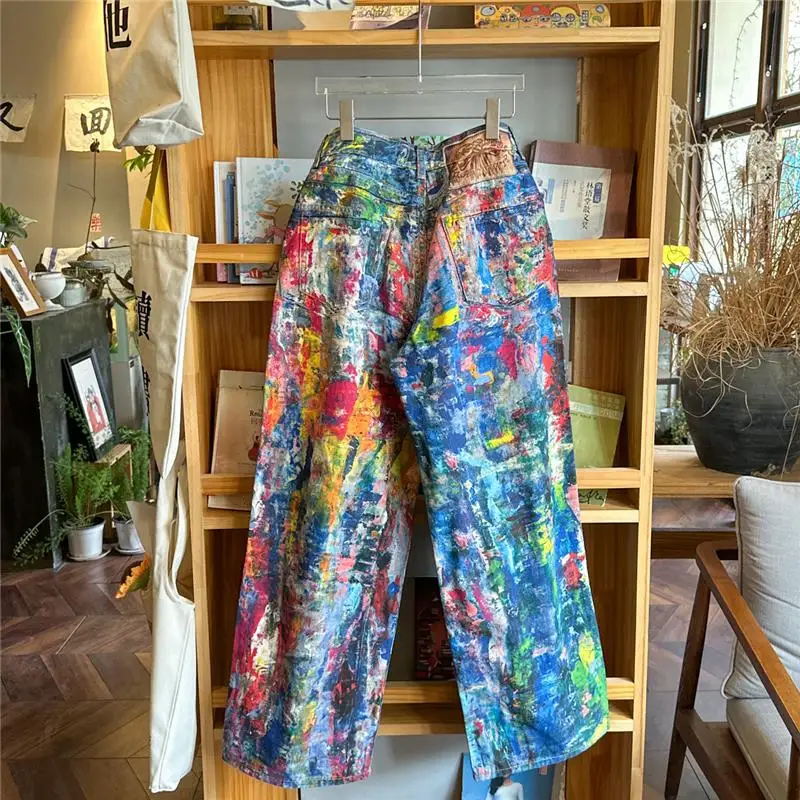 

Классические 98 как Pure Ceiling 3D-печатная картина маслом Широкие джинсы Длинные брюки Мужчины Женщины Заниженная талия Застежка-молния Спортивная сцена