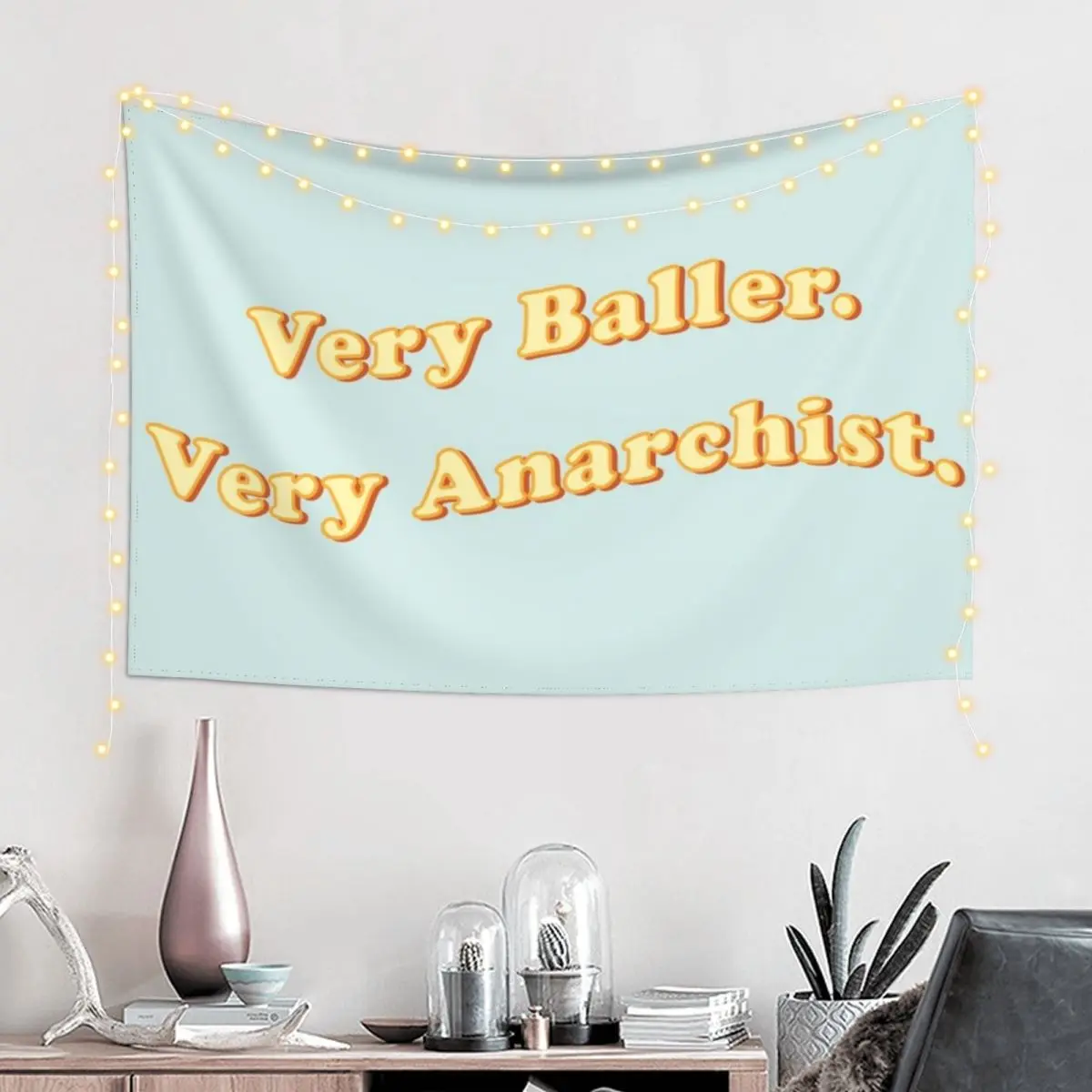 Very Baller Very Anarchist Ladybird Quote Tapestry Art Mural Home Decoration Things To Decorate The Room Tapestry