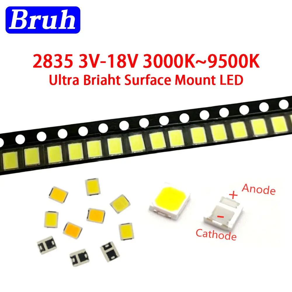 SMD led 2835 1W High Brightness White 3V 6V 9V 18V 36V 350mA 150MA 100MA 30MA 60MA 50MA 3000K-6000K led diode