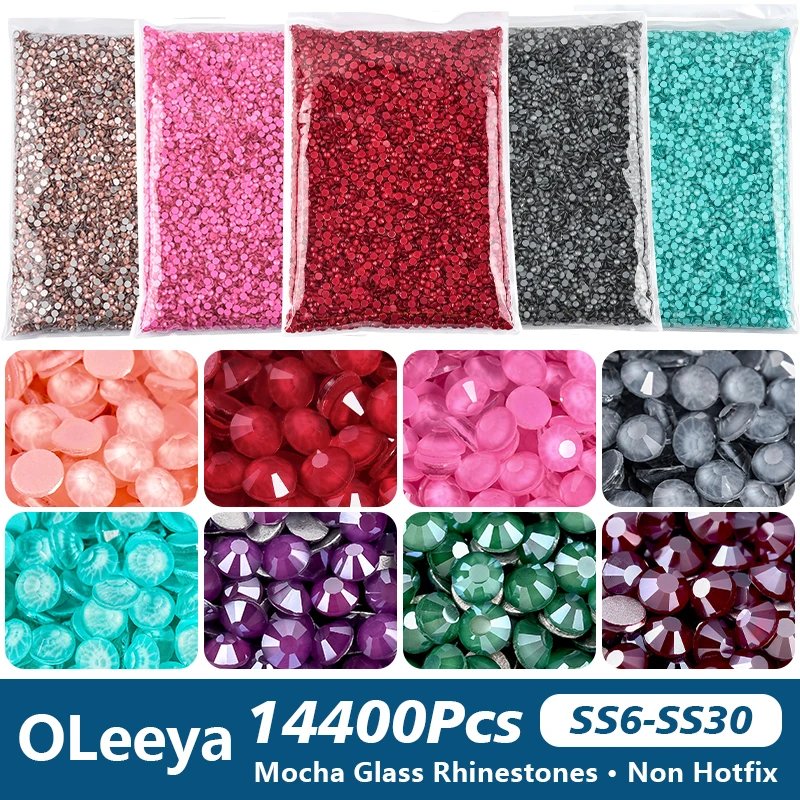 

OLeeya Bulk Wholesale Glass Non Hotfix Rhinestones Mocha Series SS6-SS30 Glitter Crystal Flatback Nail Strass Stones Diamond DIY