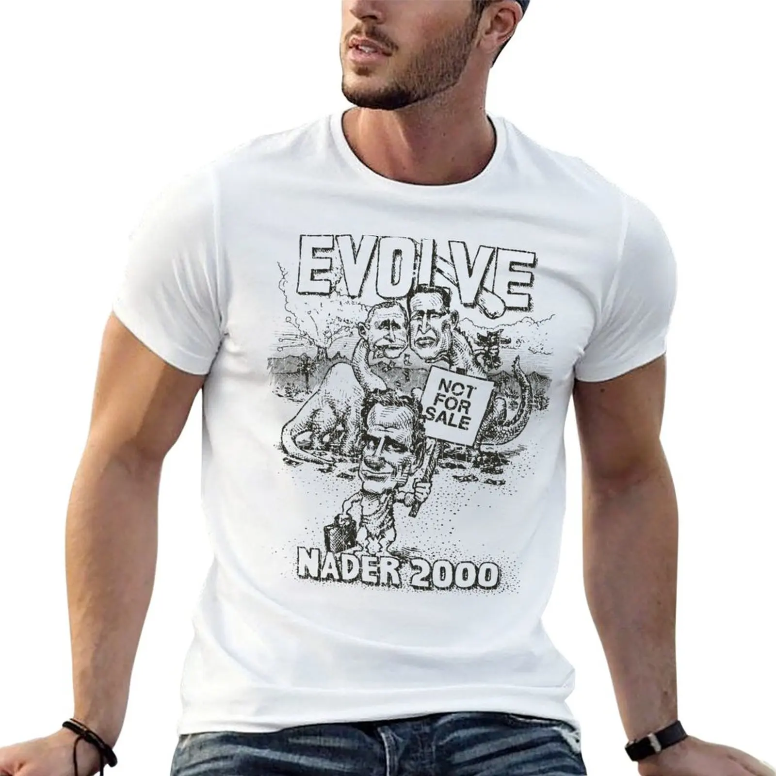 T-shirt Evolve With Nader 2000 pour homme, t-shirts en coton pour homme, t-shirt graphique pour homme, t-shirt de créateur