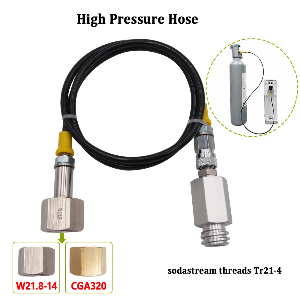 Soda Club External Hose 90cm or 150cm CO2 Adapter for Sodastream to Big Tank Home Soda Maker W21.8-14 Or CGA320