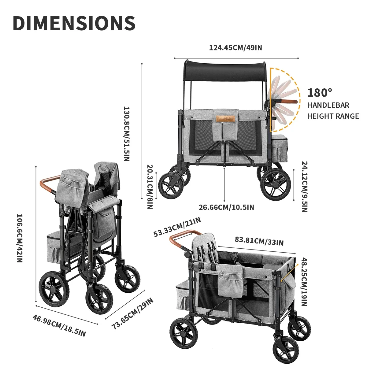 Baby-Camper-Van, ein Kinderwagen, geeignet für vier Kinder, faltbar, mit abnehmbarem Sonnenschirm, perfekt für Herbstausflüge