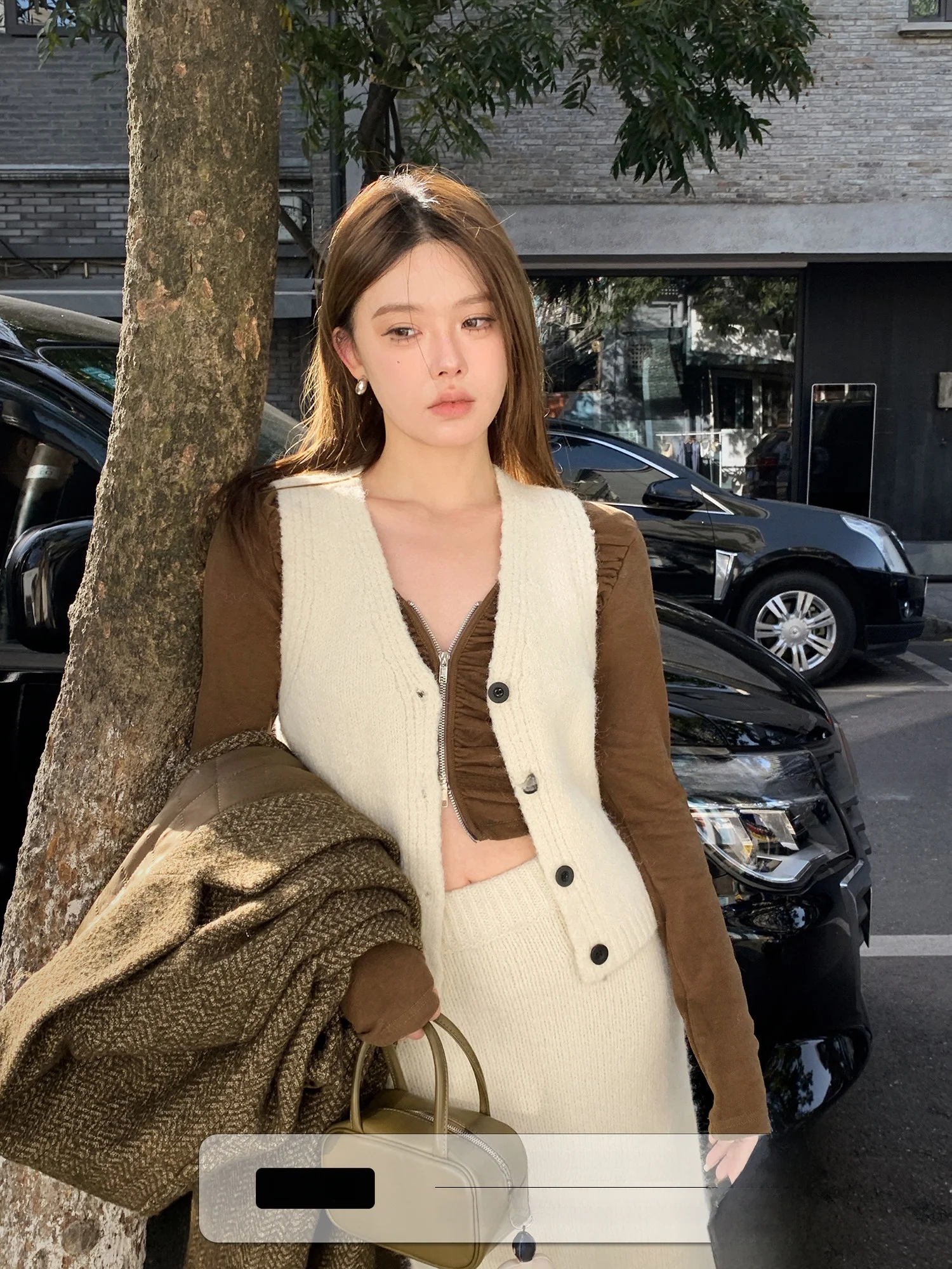 

KAS теплый мягкий вязаный свитер с v-образным вырезом, длинный комплект Dr, ленивый комплект, 2 цвета, зимний модный женский ансамбль