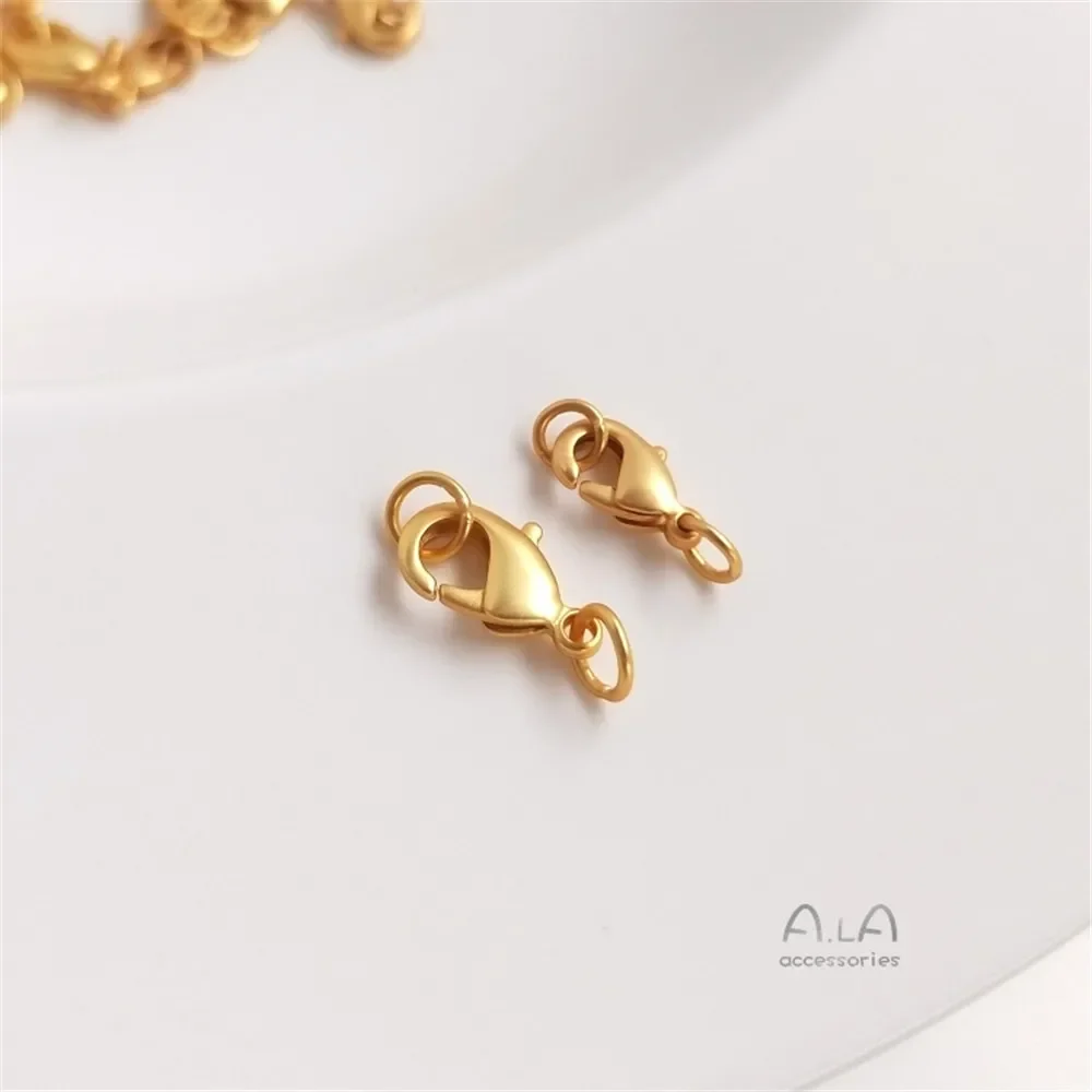 14K Gold Plated Accessories Matte lobster clasp bracelet necklace link End spring clasp DIY gold material