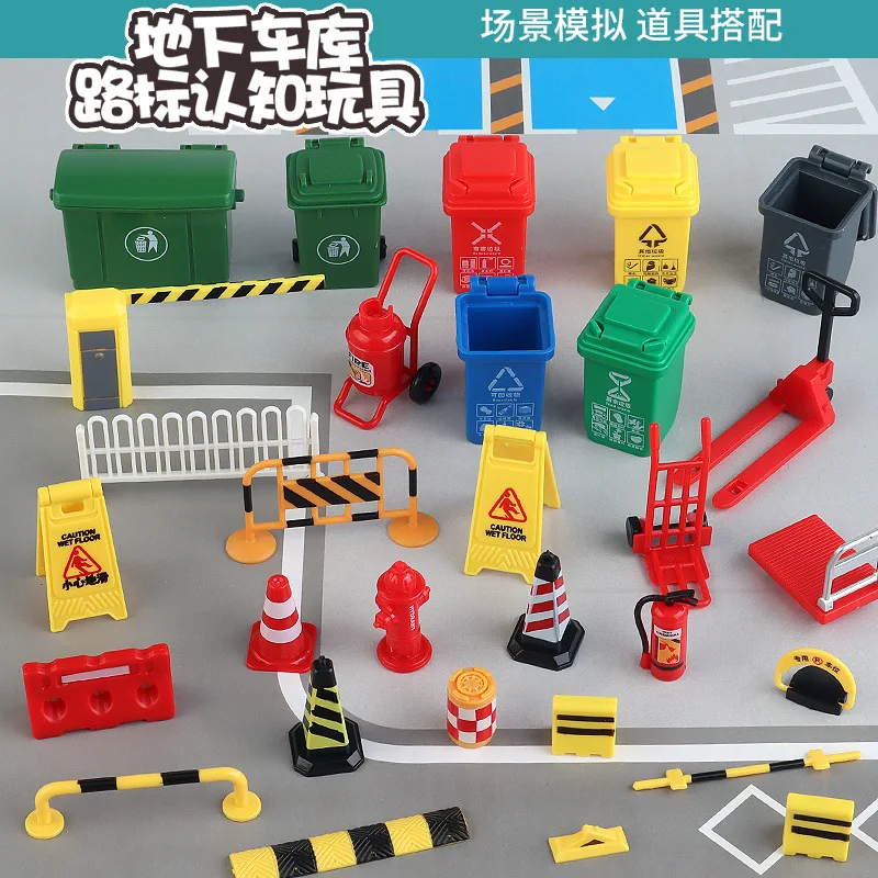 

15/17/19pcs Mini Traffic Obstacles Props Model Kits Micro Street Road/Parking Sand Table Scene Layout Materials Diorama Kits