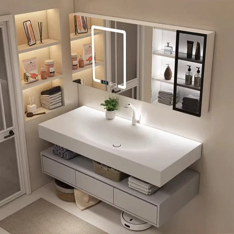 Organizer Closet Cabinets Crack Vanity Storage Furniture Home Modern Integrated Basin Combined Bathroom Cabinet Washstand