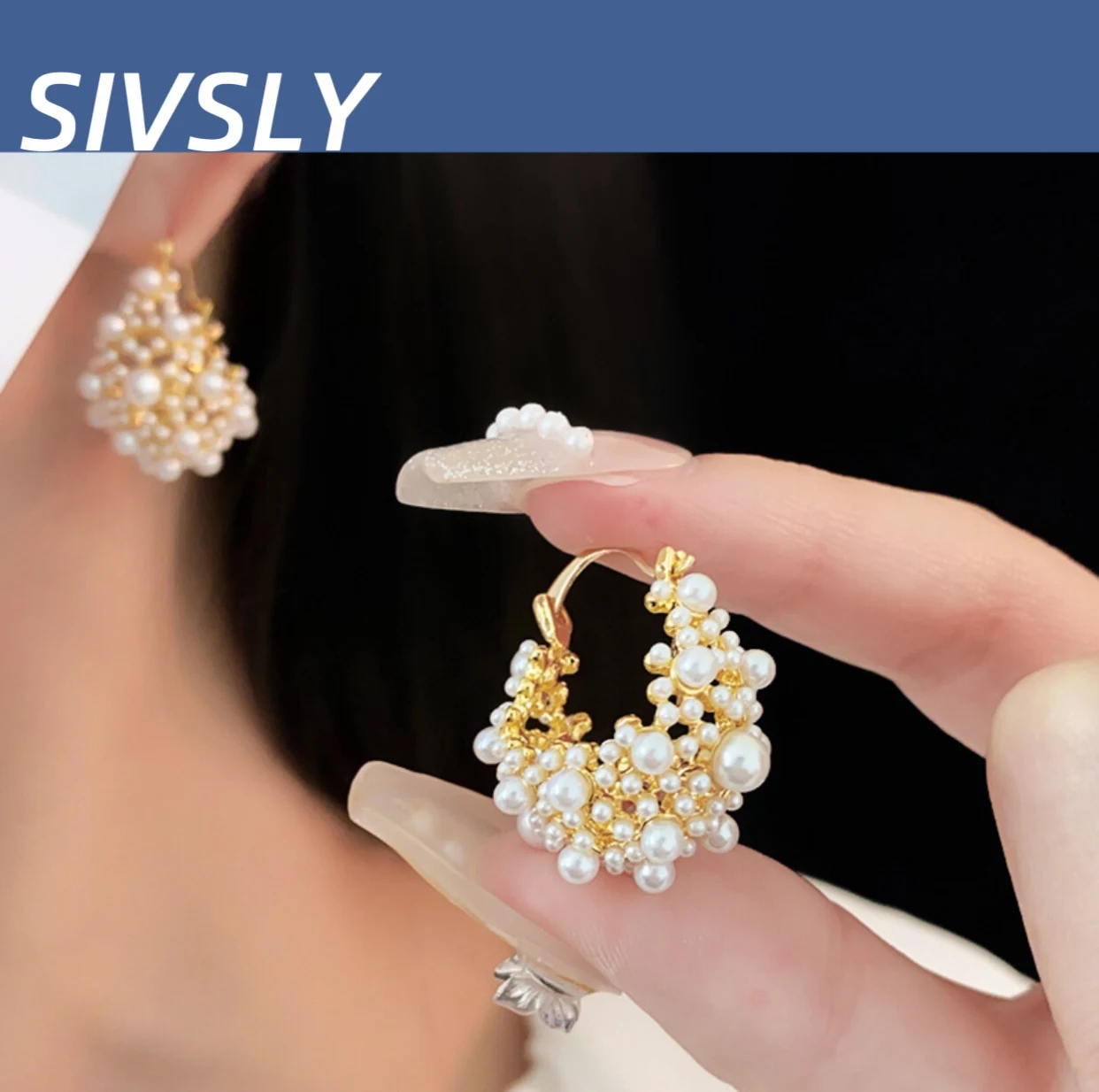 

French bestseller, vintage court style pearl ear clip, high-end feel earrings, luxurious aura, versatile ear accessory.
