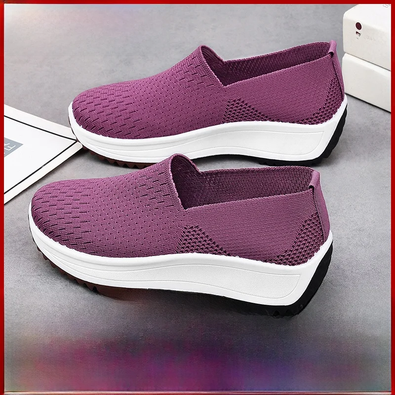 Zapatos Casuales de Plataforma con Tacón Grueso y Transpirables para Mujer, Primavera-Verano, Cómodos, Talla Grande, con Tacón Medio