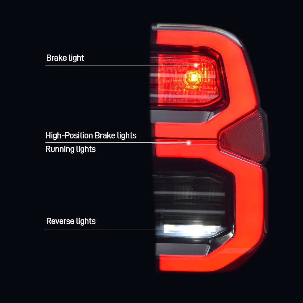 Exterior Tail Lamps For Toyota Hilux Revo Rocco 2020 2021 2015-2019 Led Rear Lights Turn Signal Brake Reverse Day Light