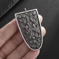 Retro Ethnic Style Nordic Mythology Celtic Knot Wolf Dragon Animal Totem Shield Brooch Men's Punk Trend Pin