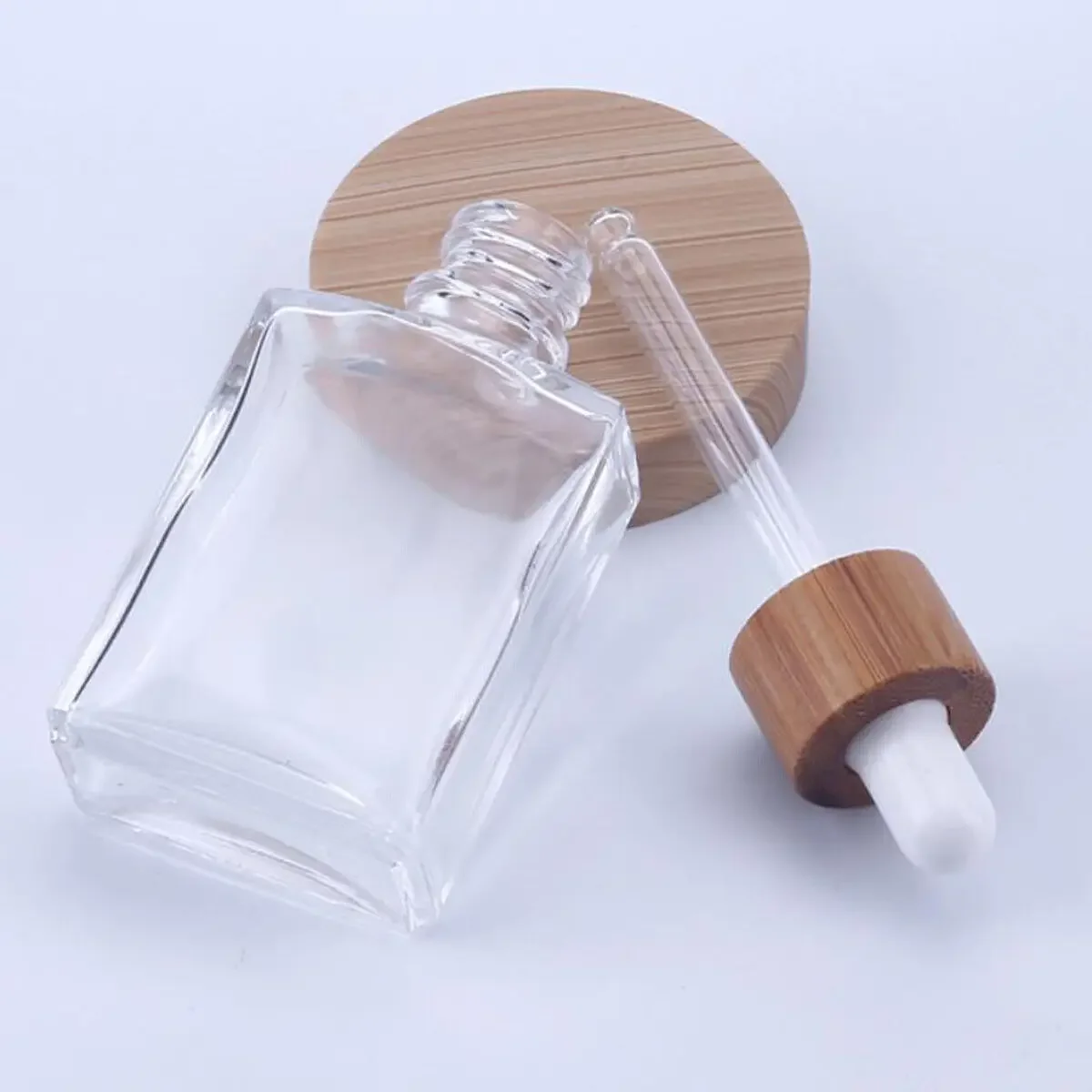 10X 15ml 30ml 50ml 100m Flat Frosted Matte Clear Black Glass Essential Oils Serum Bottle With Glass Dropper Eye dripper Pipette