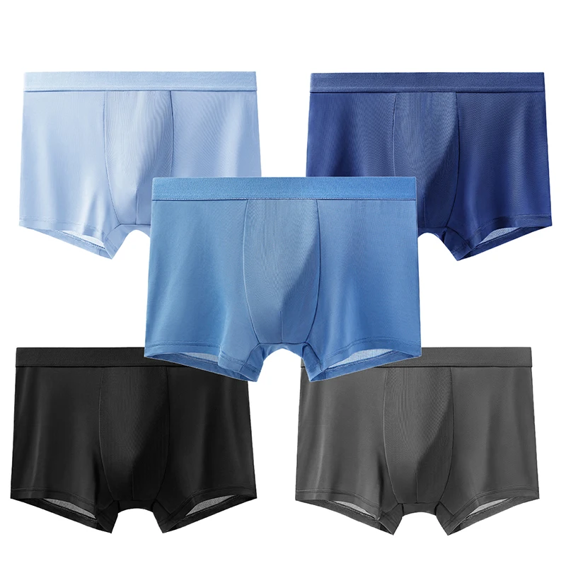 

1Pcs Men's Ice Silk Boxer Briefs Summer Cool Ultra Thin Breathable Quick-Dry Underwear High Elastic Soft Comfort Trunks for Men