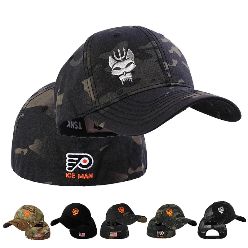 Modische Baumwoll-Baseballkappe für Männer und Frauen, Militär-Enthusiasten, taktische Kappe, Snapback, dehnbare Mütze, zum Laufen, Angeln, Gorras
