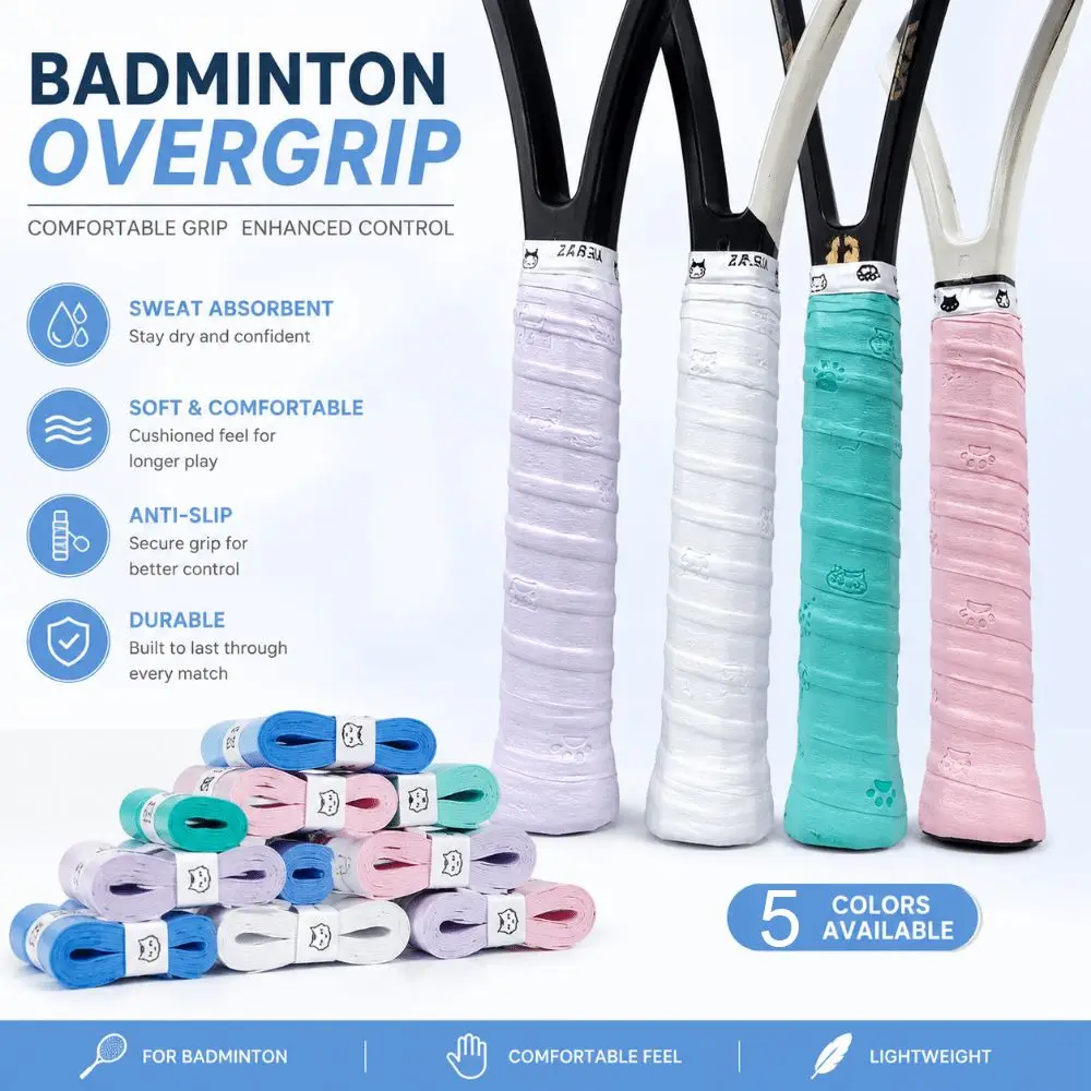 Multicolor Badminton Racket Handle Grip PU Cat Claw Pattern Badminton Handle Wrapping Tape Soft Sticky Tennis Racket Grip Tape
