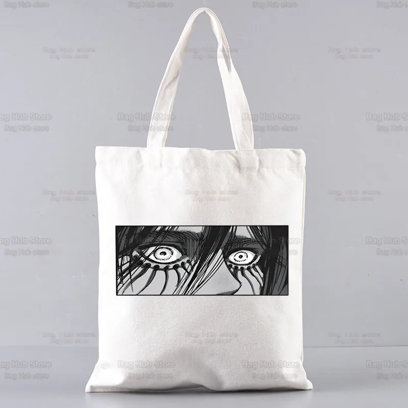 Attack on Titan Shopping Bag Women Handbag Shoulder Bag Ladies Shopper Canvas Bag Commute Large Capacity School Tote Bag