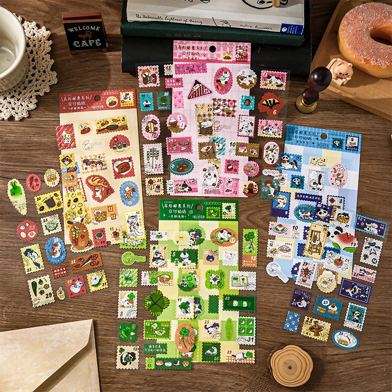 Cute Japan Style Fortune Cat Stickers Journal Notebook Decor Scrapbooking Japanese Foods Sticker Hobby Craft Supplies