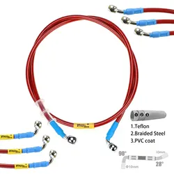 400mm-2400mm Brake Hose Hydraulic DOT Line Cable 10mm 28°-90° Banjo for Suzuki Kawasaki Yamaha Pipe Line Braided oil hose