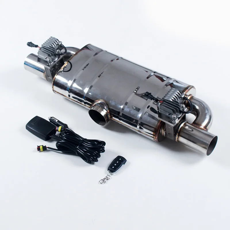 Automobile remote control exhaust valve, fine-tuning T-type single inlet and double outlet electric valve drum modification