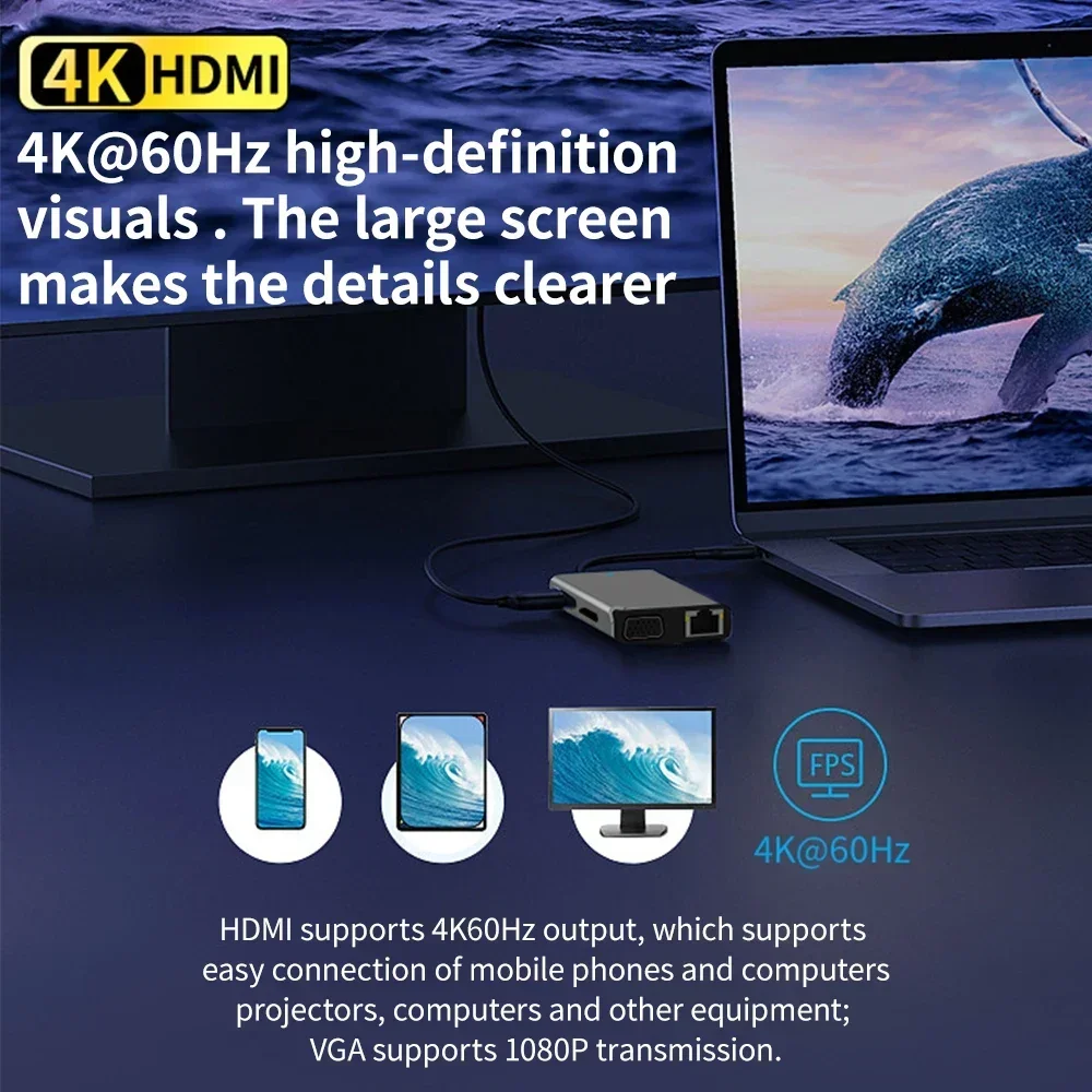 Hight Quality 10 in 1 MST External Display-Dual Display 4K DP RJ45 SD TF USB 3.0 PD100W Docking station for PC Laptop Computer