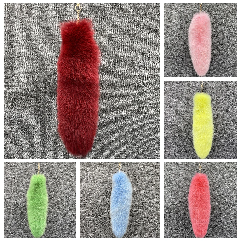 Fox Tail Keychain Fluffy Y2K Accessories Cosplay Wolf Tail Keychain Hook Clip Car Keyring Bag Charms Fox Tails For Keychains