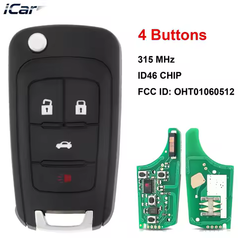 iCar OHT01060512 for Chevrolet Cruze Camaro Malibu Sonic Opel GMC Smart Remote Car Key 4 Buttons Flip Folding Fob 315MHz ID46