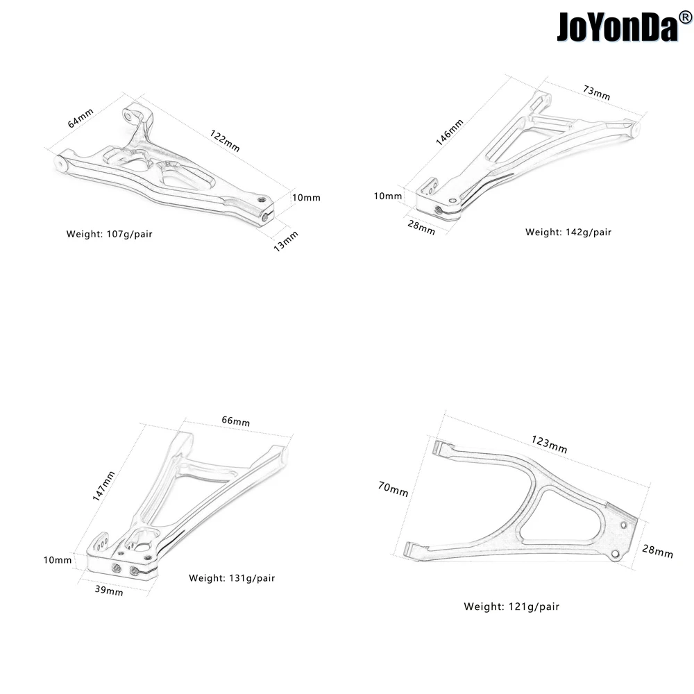 #8631 #8632 #8633 #8634 Aluminum Front & Rear Suspension Arms Set for RC TRAXXAS 1/10 E-Revo® VXL Brushless 86086-4