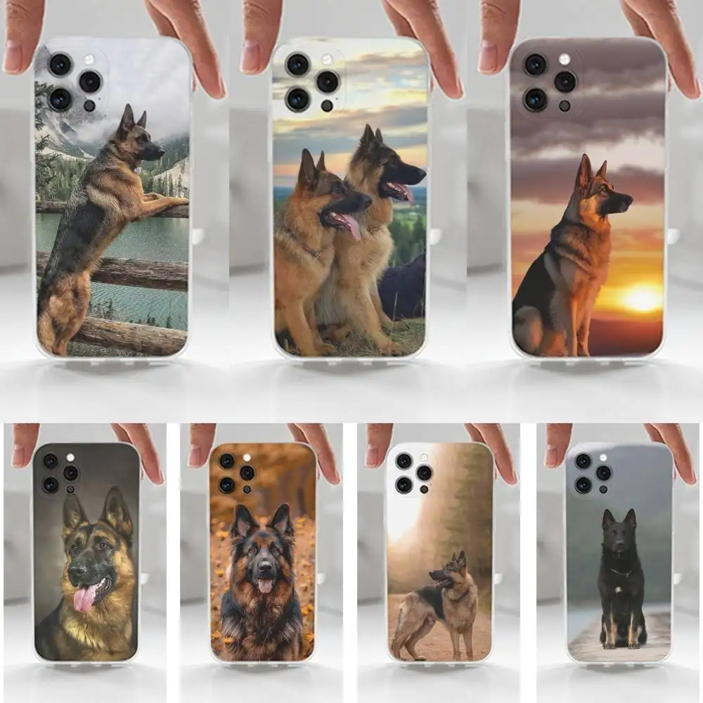 

German Shepherd Dog Case For iPhone X,XS,SE,12,15,Pro,17,Plus,11,Max,13,XR,14,16,Mini,Transparent Soft Cover